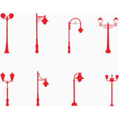 红色扁平欧式路灯结构