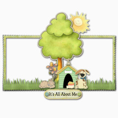 可爱边框相框小狗小树