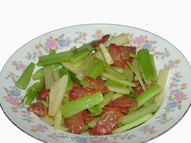 腊肉炒芹菜