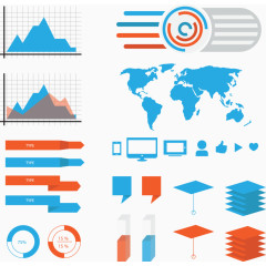 蓝色橘色扁平化信息图表