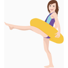 游泳圈踢腿美女