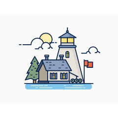 扁平化涂鸦房屋