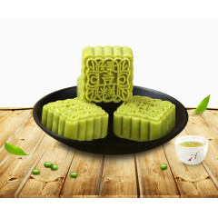 黑色盘里的绿豆糕