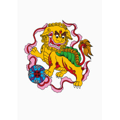 传统舞狮子矢量素材