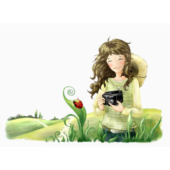 拿着照相机的女孩