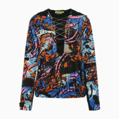 女士钴蓝色动态绘画上衣