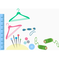 针线衣架尺子扣子图标矢量图