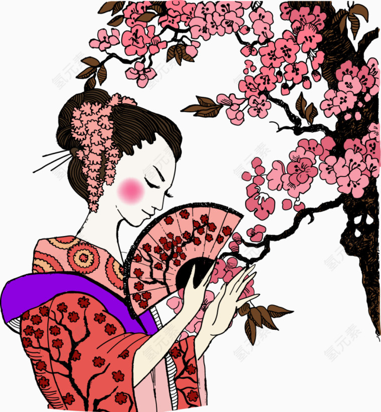 手绘日本女性