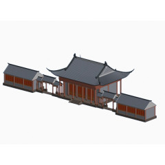 有质感的古代长廊建筑