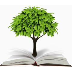 矢量书本上的绿色小树