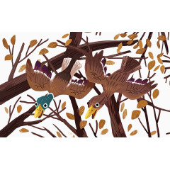 手绘两只大雁南飞