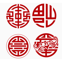 红色的花纹福字矢量素材