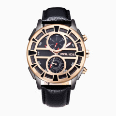 警察指针夜光石英手表