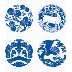 矢量青花图案