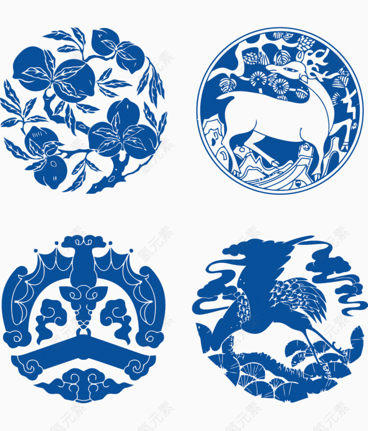 矢量青花图案