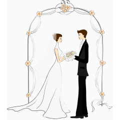 拱门与卡通情侣镂空拱门