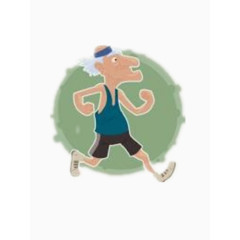 卡通人物老人跑步图片素材