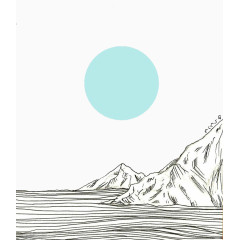 圆月与山脉河流