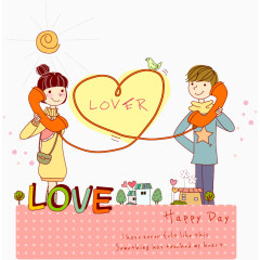 打电话的情侣插画矢量素材