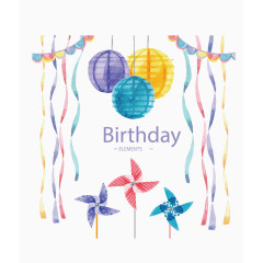 矢量手绘生日风车