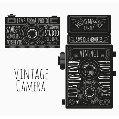 2款复古手绘照相机矢量