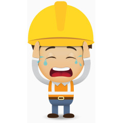 矢量卡通工人大哭