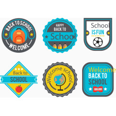 矢量手绘学校标签