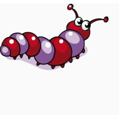 卡通毛毛虫红紫