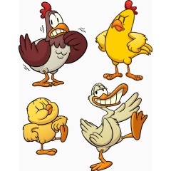 矢量卡通可爱家禽素材小鸡鸭子