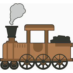 火车头运煤火车棕色矢量图