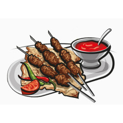 一盘美味的烤肉串