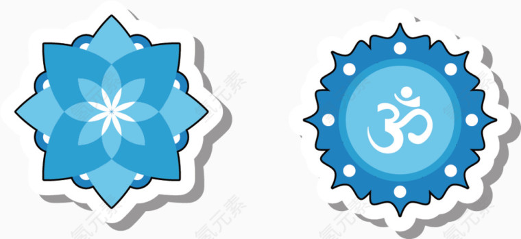 卡通蓝色雪花片