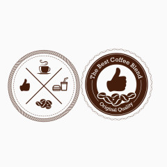 大拇指咖啡标签矢量图