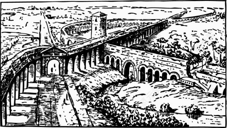 矢量手绘古建筑