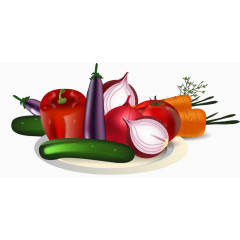 矢量手绘一个盘子里放着蔬菜