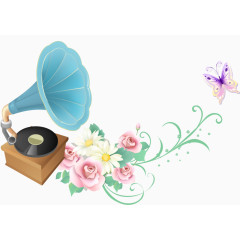 牵牛花音乐播放矢量素材