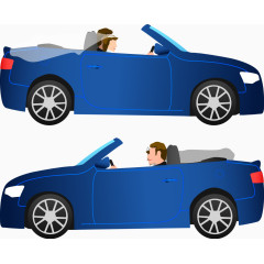 可爱蓝色婚车矢量图