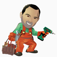 矢量电钻工具箱大叔装修工