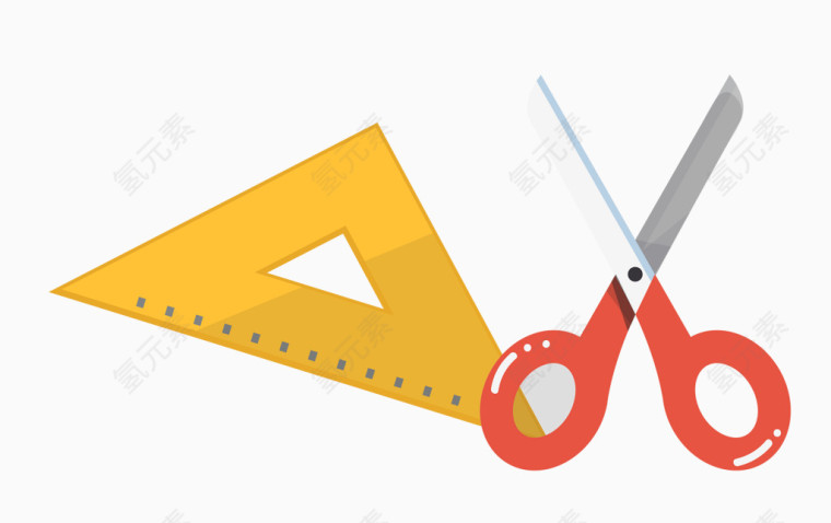 矢量尺子剪刀素材