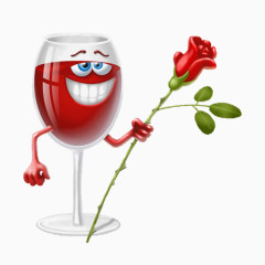 创意卡通手绘红酒玫瑰