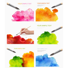多彩手绘水彩颜料素材图