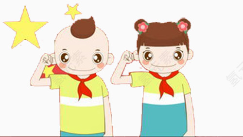 举手宣誓的少先队员