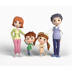 卡通3D立体一家人人物