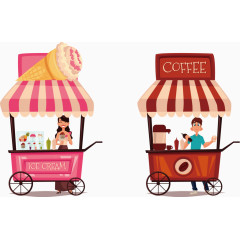 卡通快餐车矢量素材