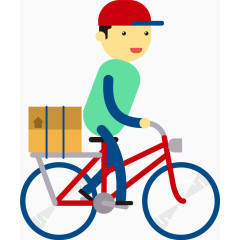 矢量快递员骑自行车物流配送