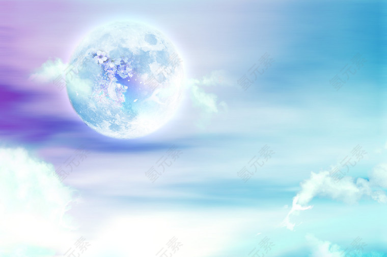 明月浪漫天空素材