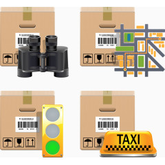 矢量红绿灯物流箱子