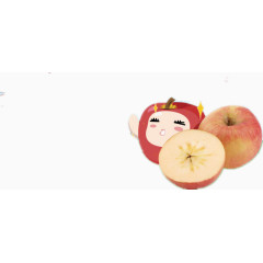 两个苹果和一个卡通苹果