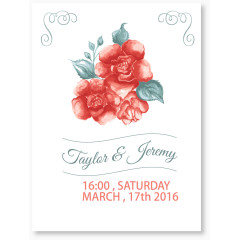 红色玫瑰花邀请卡片矢量素材