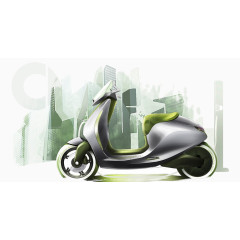 绿色背景摩托车